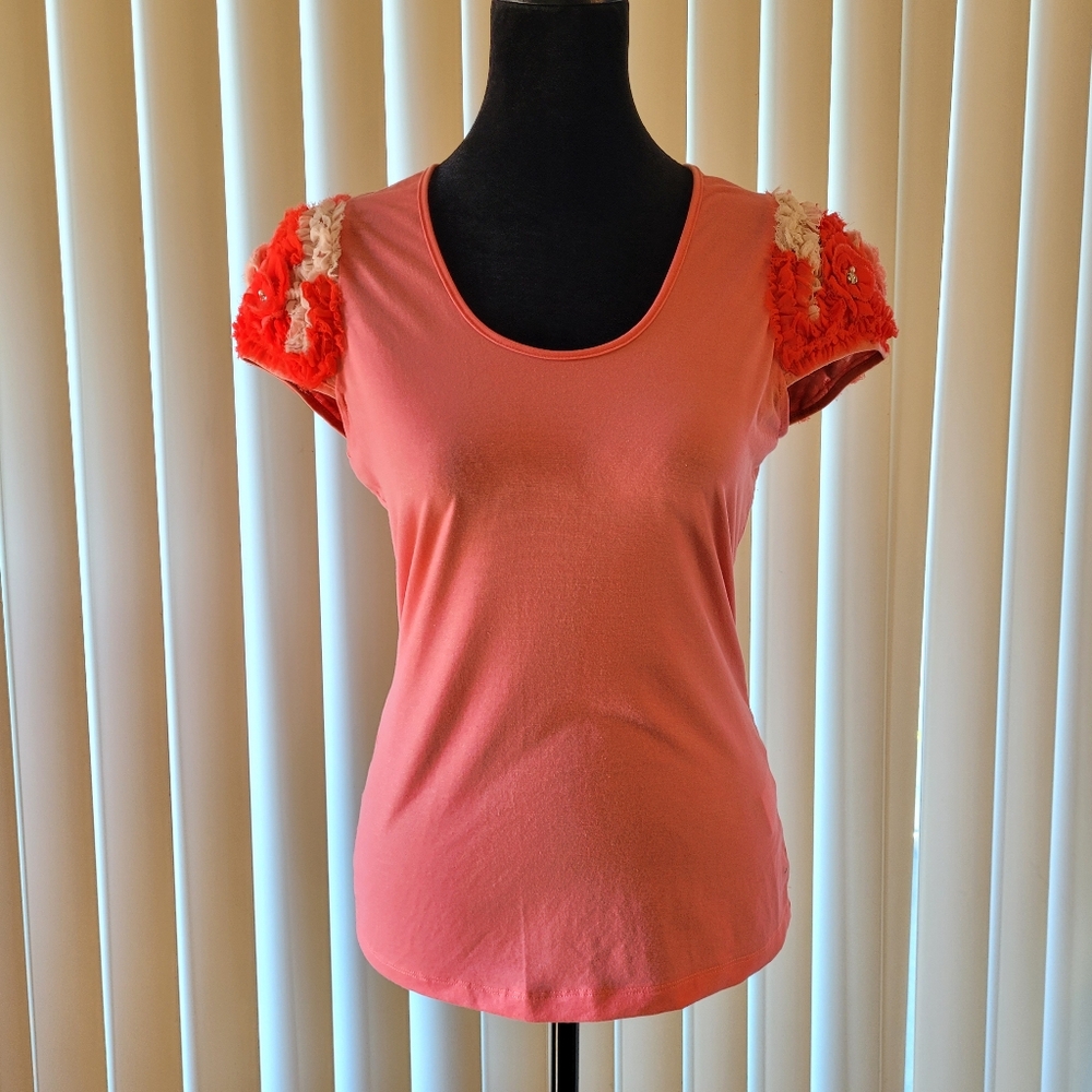 Women's Pink Floral Sleeve Top